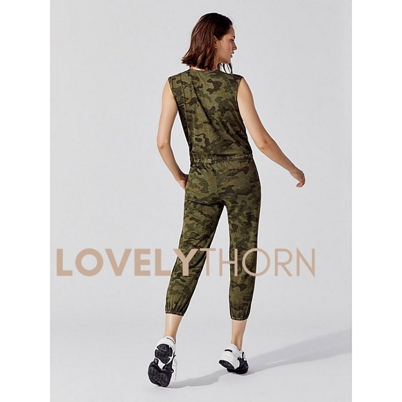 SUNDRY // green camo super soft surplice jogger jumpsuit - Picture 10 of 13